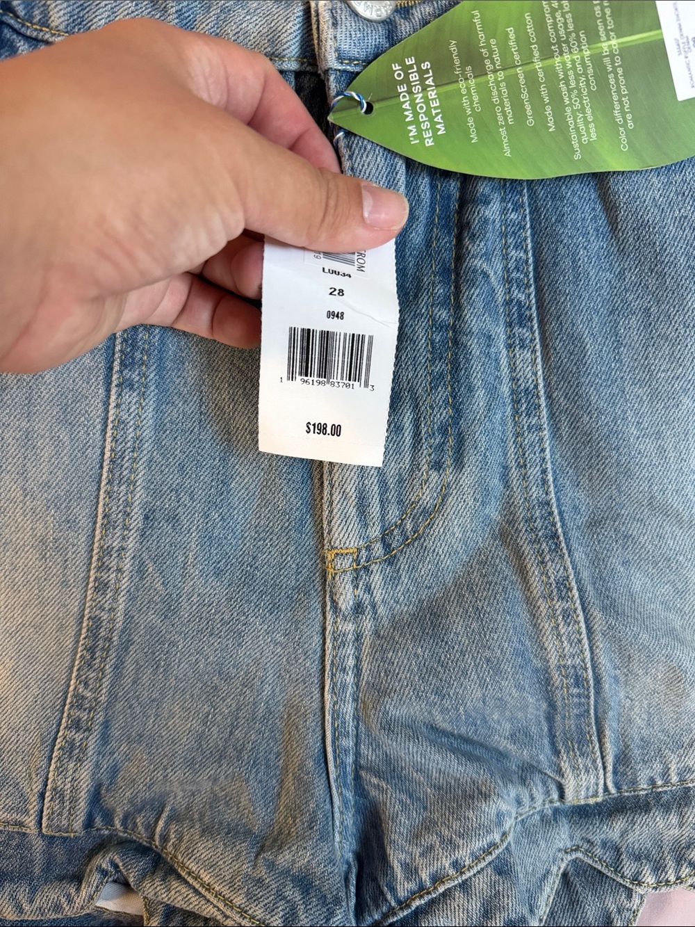 FARM Rio Light Blue Denim Scalloped-Hem Shorts - Picture 2 of 4